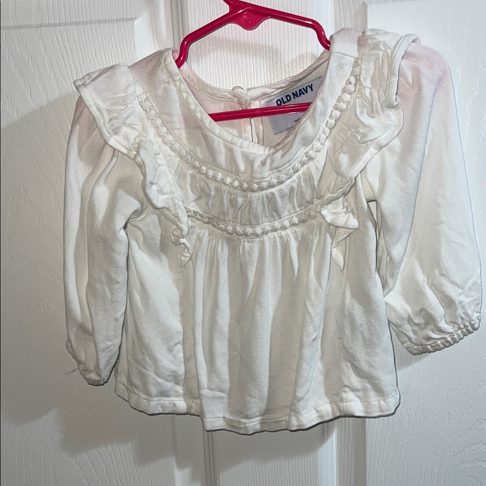 Old Navy White Ruffle Long-Sleeve Blouse for Kids
